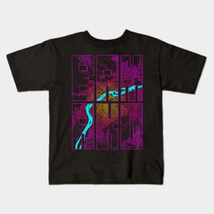 Bamako, Mali City Map Typography - Neon Kids T-Shirt